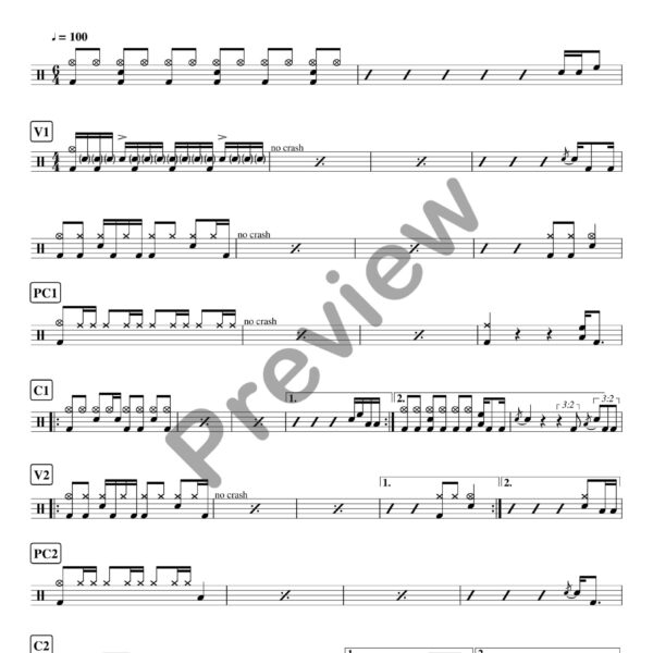 Time Of Dying drum sheet music – Three Days Grace (preview)