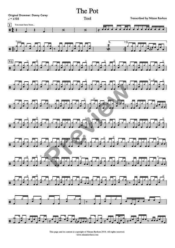 The Pot drum sheet music – Tool (preview)