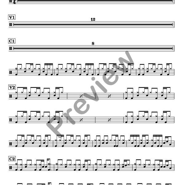 Drops Of Jupiter drum sheet music – Train (preview)