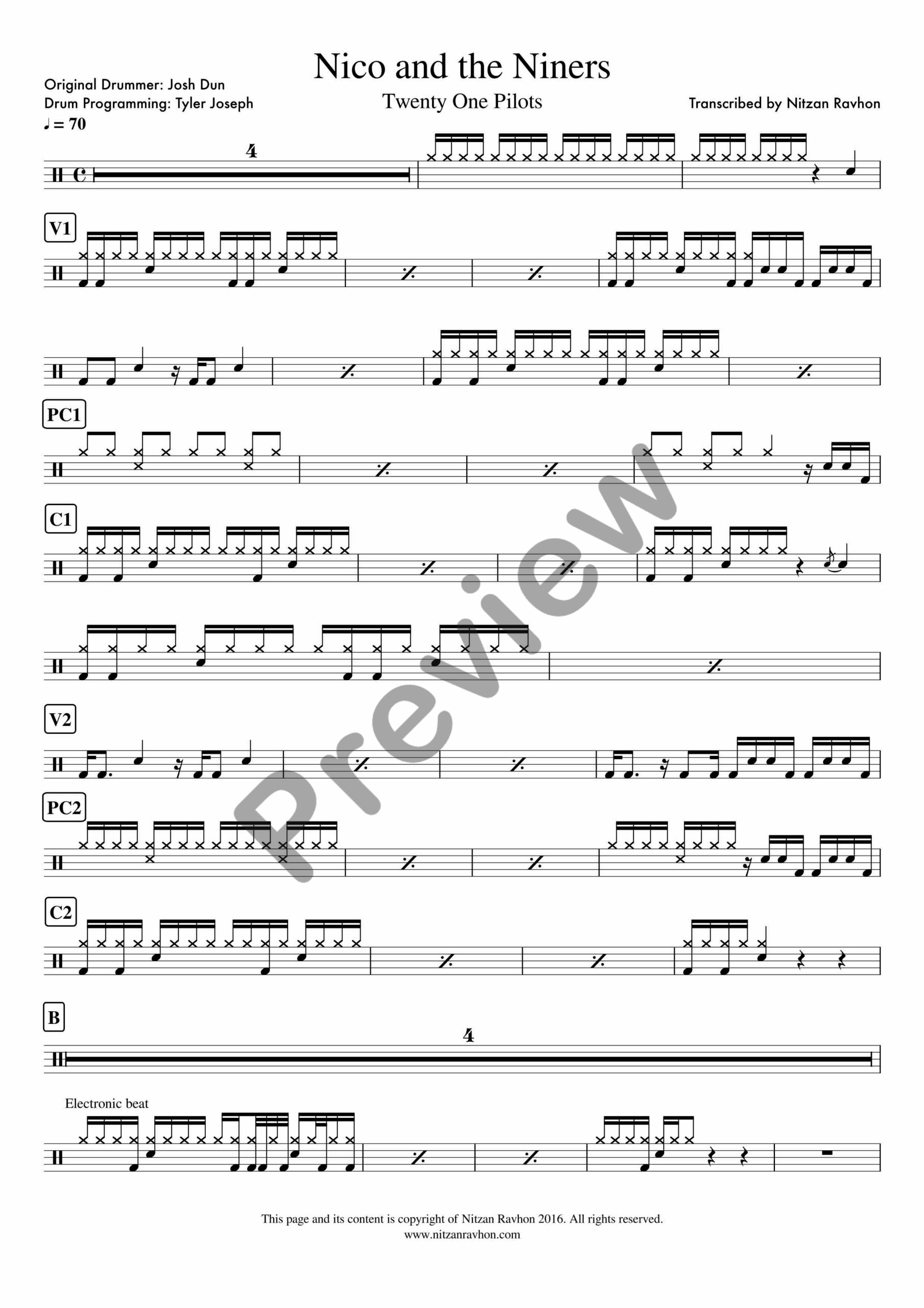 Nico And The Niners drum sheet music – Twenty One Pilots (preview)